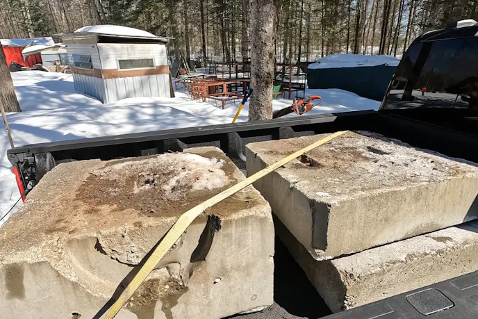Testing the F-450 max payload with 2 concrete blocks